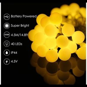 LED String Lights, 14.8ft 40 LED Waterproof Ball Lights